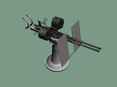 Oerlikon 20mm twin anti-aircraft gun - WWII 3D model