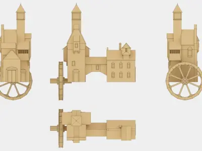 Water mill low poly Low-poly 3D model