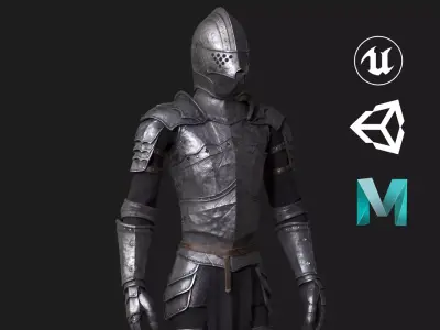 Knight Thin Low-poly 3D model