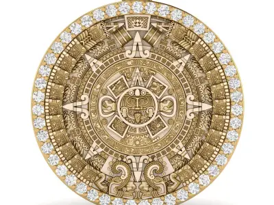 Mayan Calendar 1 inch Diamond Pendant 3D print model
