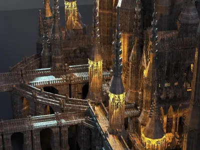 Victorian Templar Cathedral Streets Kit bash 1 3D model