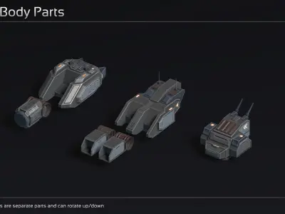 Scifi Turret Collection II Low-poly 3D model