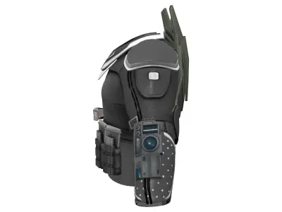 Sci-fi Cyborg Ranger Warrior Top With Guns Ammunition Low-poly 3D model