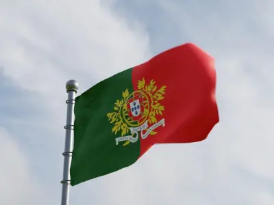Animated Portugal Flags 3D model