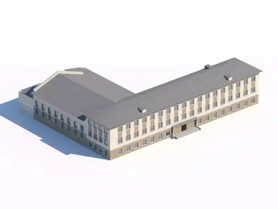 Soviet-era school building 3D model