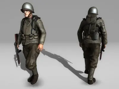 WW2 US-Soldier Low-poly 3D model