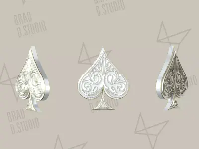 Playing Cards Symbols Pro Vector Spade Platinum and Golden 3D model