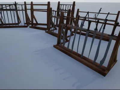 Lowpoly Sword Weapon Racks Low-poly 3D model