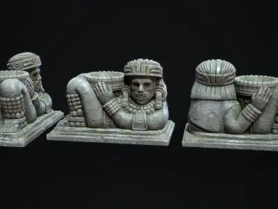 Statue Aztec Chacmool Low-poly 3D model