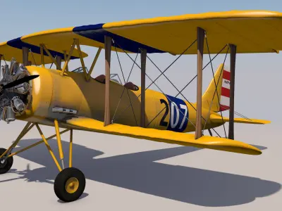 Yellow Biplane 3D model
