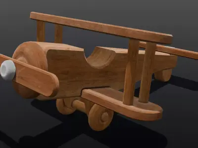 Wooden Plane Animated 3D Model Low-poly 3D model