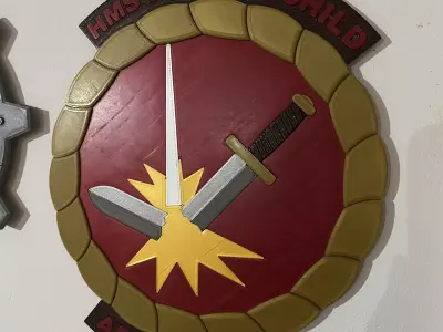 1900 HMS Thunderchild Gun Tampion Ships Badge Wall Plaque 3D print model