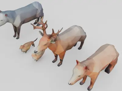 Stylized Forest Pack  Low Poly 3D Animal Models Low-poly 3D model