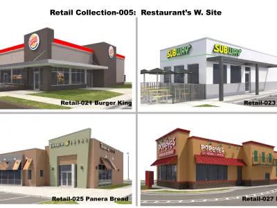 Retail Collection-005 Restaurants With Site 3D model