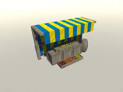 Medieval stall Low-poly 3D model