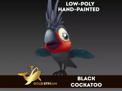 Black Cockatoo Low-poly 3D model