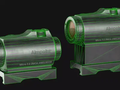 Aimpoint Micro T2 Reddot Optic with LaRue Mount - Game Asset Low-poly 3D model