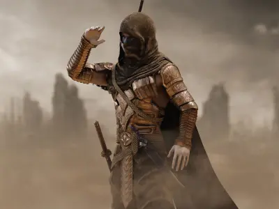 Post Apocalyptic Nomad Low-poly 3D model