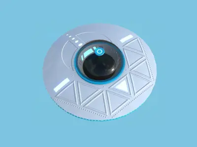 Spaceship UFO B3 - White Blue - Alien SciFi Vehicle Low-poly 3D model