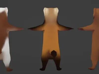 Mink-Ferrets-Otters-Mongoose hand paint lowpoly Low-poly 3D model