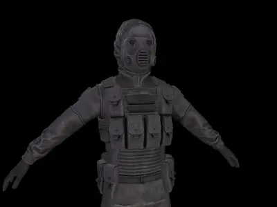 Postapocalypse stalker like outfit PBR Low-poly 3D model