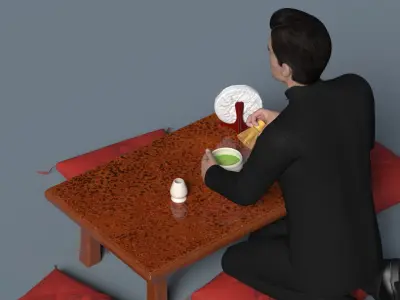 Man Having Tea Ceremony 3D model