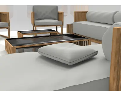 Garden seats  Low-poly 3D model