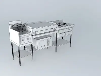 Ki240 stainless steel kitchen Free 3D model