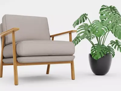 Armchair Furniture with Wood sides Free 3D model