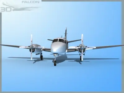 Falcon3D E90 King Air Bare Metal 3D model