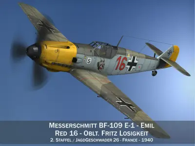 Messerschmitt - BF-109 E - Red 16 3D model