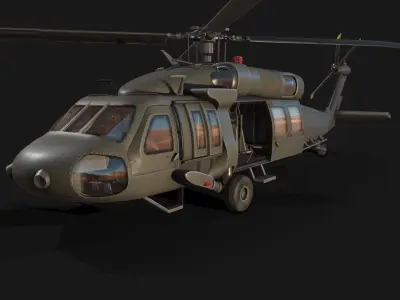 Rigged Low Poly PBR Medium Lift Utility Helicopter Low-poly 3D model