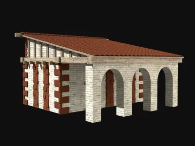 ROMAN ANCIENT GREEK STONE ROME HOUSE HUT BUILDING COLLECTION Low-poly 3D model
