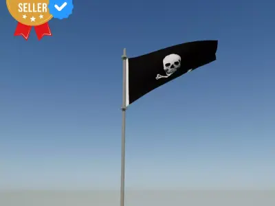 Danger flag Low-poly 3D model