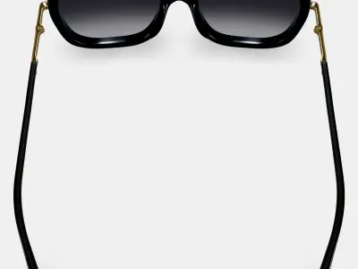 Safia Sunglasses in Jet Black with Polished Gold 3D model