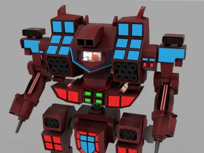 Sci fi Transformer Robot Low-poly 3D model