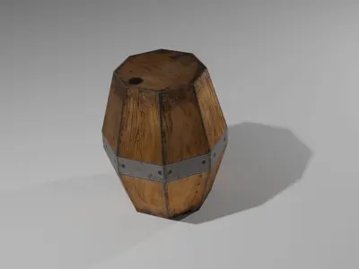 Low Poly barrel wooden Free low-poly 3D model