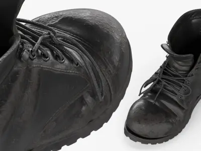 Vintage Leather Work Boot Black 3D model