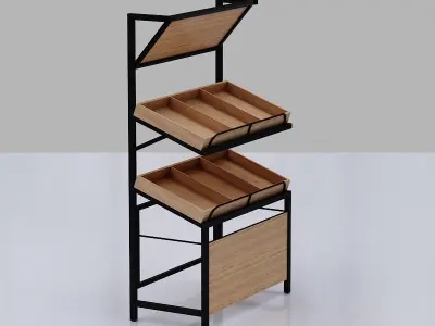 Stall model wooden shelf with two compartments Low-poly 3D model