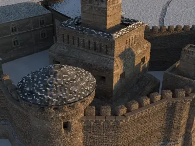Castle medieval Low-poly 3D model