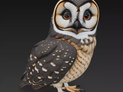 Owl Wild Realistic 3D Model - Low Poly Realistic Low-poly 3D model