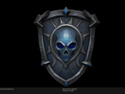 Low Poly Stylized Ethereal Skull Shield Low-poly 3D model