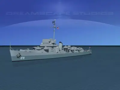Evarts Class Destroyer DE278 USS Tisdale 3D model