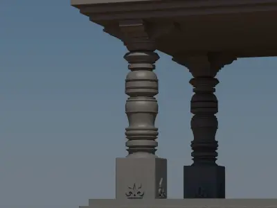 Temple indian gazebo on desert 3D model