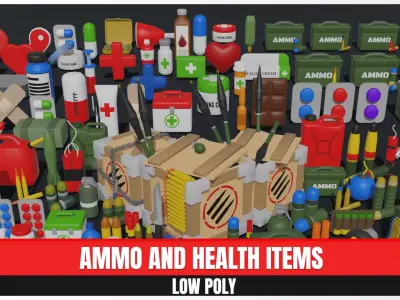LowPoly Ammo and Health Items Low-poly 3D model