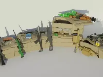 Pack Weapons low poli  Low-poly 3D model