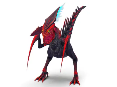 Low Poly Monster Black Alien Dino Low-poly 3D model