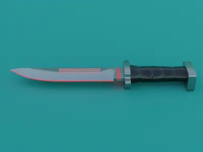 SCI-FI knife 3D model red Low-poly 3D model