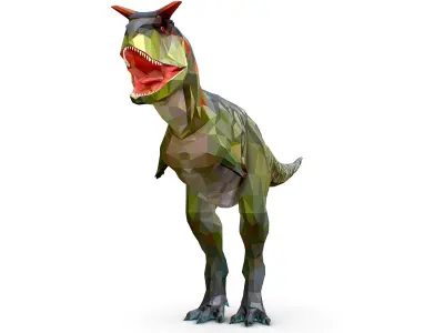 Dinosaur Carno Green Lowpoly Art Style Animal Low-poly 3D model