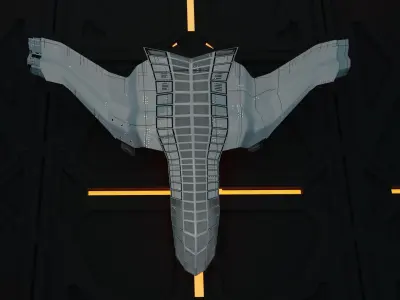 SpaceJet D-111 Starship Sci-fi  Low-poly 3D model